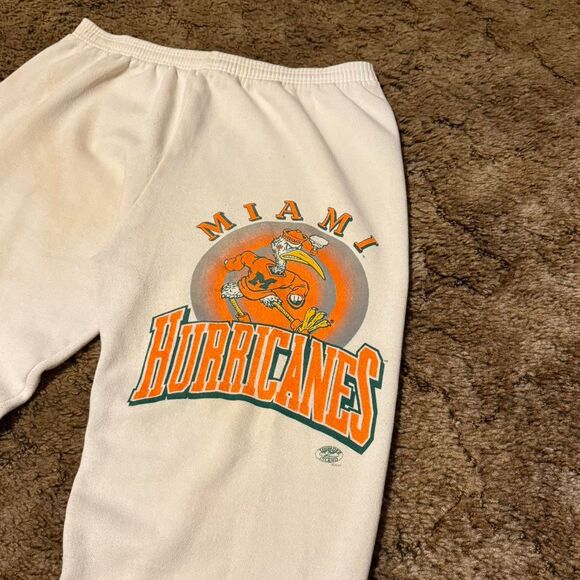 Vintage 80s Miami Hurricanes Sweapants White Large - Picture 1 of 4
